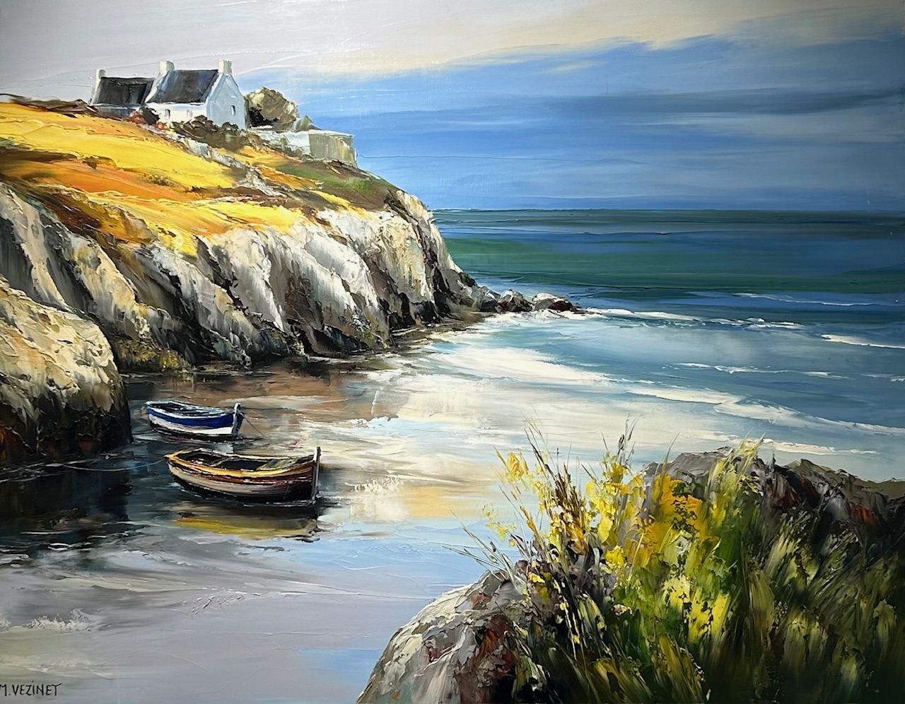 Michel Vézinet - Côte sauvage 92x65 cm Michel Vézinet - Peinture paysage