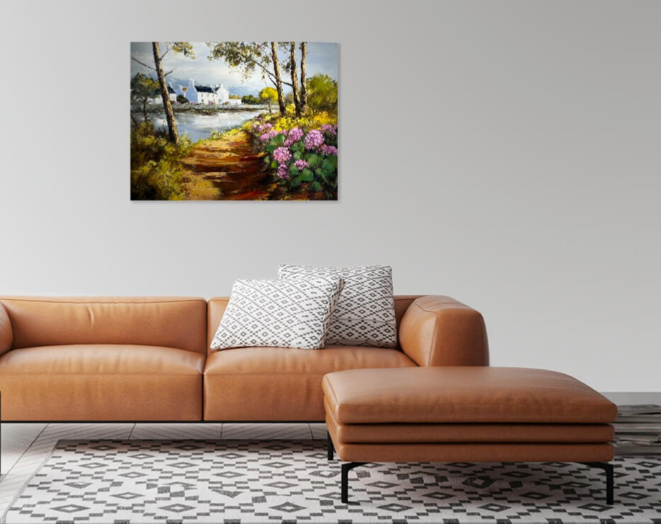 Michel Vézinet - Les hortensias fleuris 65x92 cm 1 Michel Vézinet - Peinture paysage